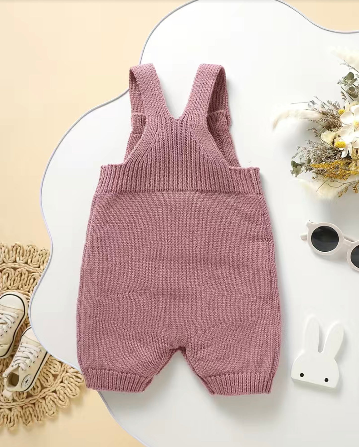 Baby Cute Rabbit Embroidery Knitted Romper Jumpsuit Clothes