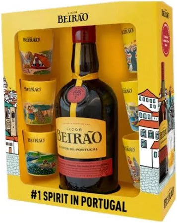 Licor Beirao Gift Pack with 6 Glasses
